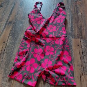 Benoa Swim Pink and Gray Floral Jumpsuit